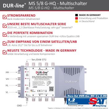 DUR-line MS 5/8 G-HQ - Multischalter - Made in Germany - SAT Multischalter für 8 Teilnehmer/TV