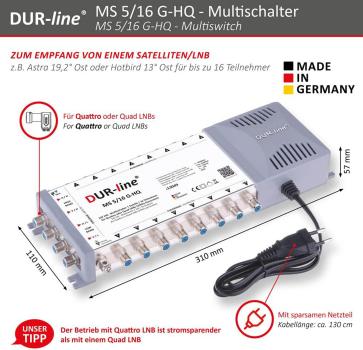 DUR-line MS 5/16 G-HQ - Multischalter - Made in Germany - SAT Multischalter für 16 Teilnehmer/TV - Kopie