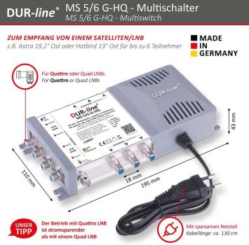 DUR-line MS 5/6 G-HQ - Multischalter - Made in Germany - SAT Multischalter für 6 Teilnehmer/TV